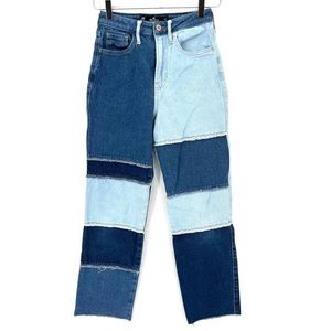 Hollister Ultra High Rise Vintage Straight Jeans Patchwork Denim